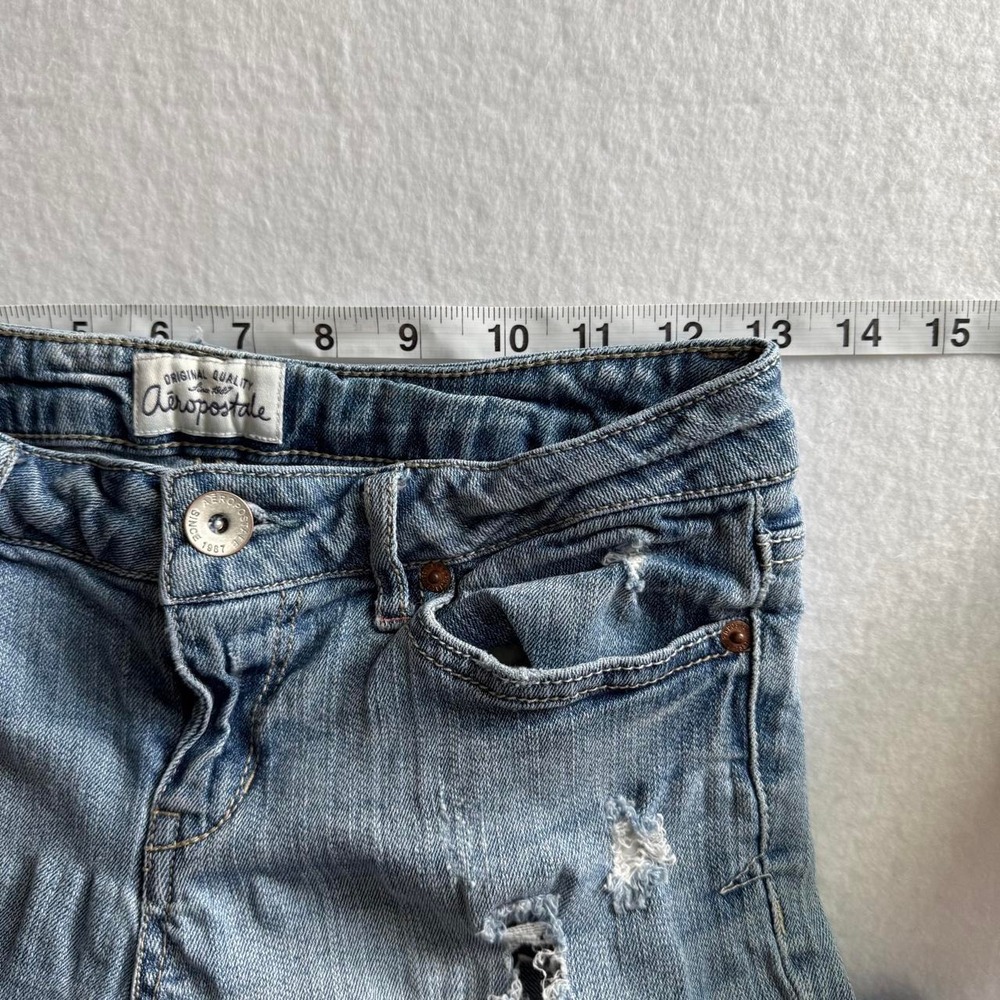 Aeropostale Bayla Skinny Jeans Womens 3/4 Light Wash Low Rise Distressed Y2K - Picture 6 of 8